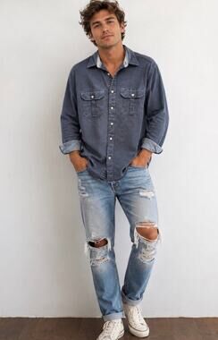 Vintage Tommy Jeans Waffle Knit Button Down Shirt Men’s M RN# 66476